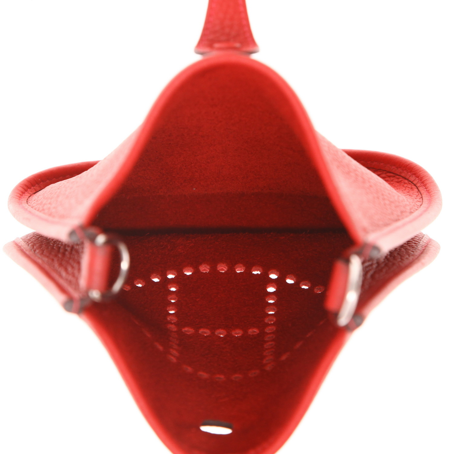Hermès Evelyne 16 cm shoulder bag in red Clémence calfskin - Detail D3