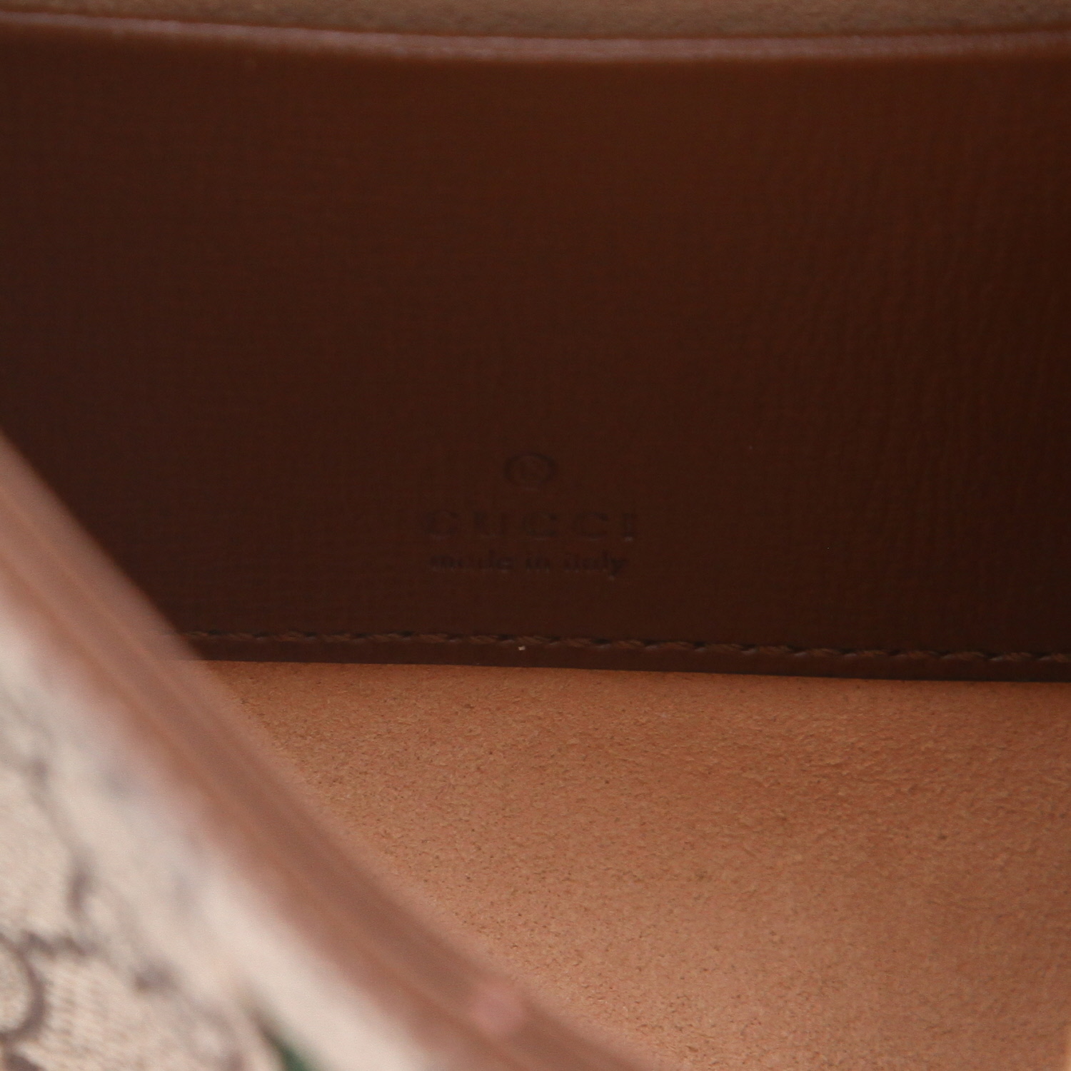 Bolso bandolera Gucci  Jackie mini  de lona Supreme GG beige y piel marrón - Detail D2