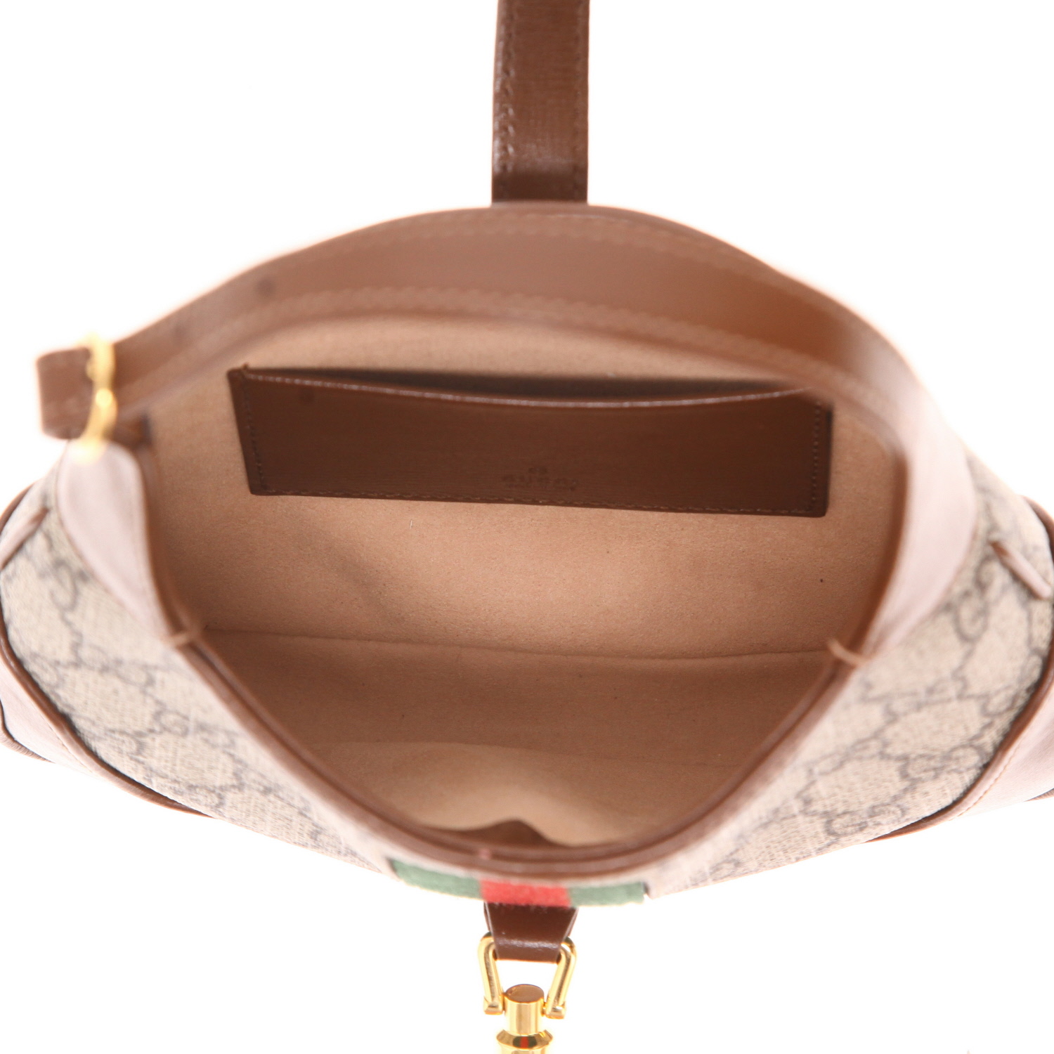 Borsa a tracolla Gucci  Jackie mini  in tela Supreme GG beige e pelle marrone - Detail D3