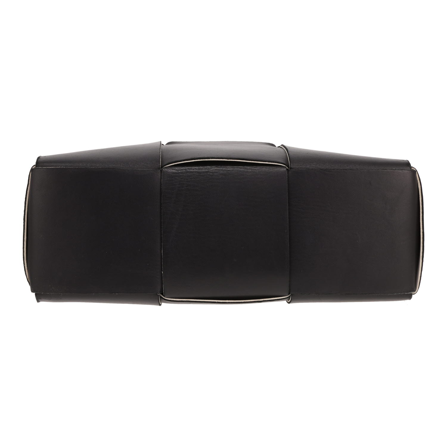 Borsa shopping Bottega Veneta Arco in pelle intrecciata Noir - Detail D1