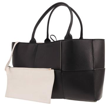 Borsa shopping Bottega Veneta Arco in pelle intrecciata Noir