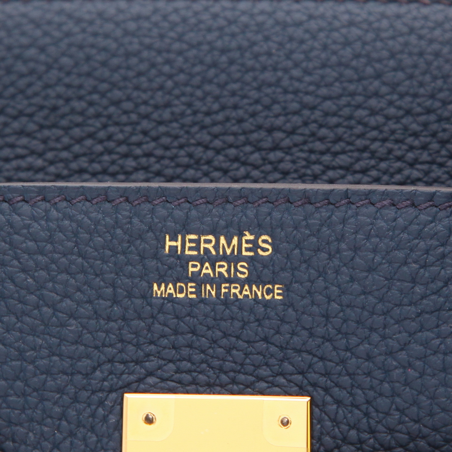 Bolso Hermès Birkin de 35 cm en piel Togo Bleu de Prusse - Detail D2