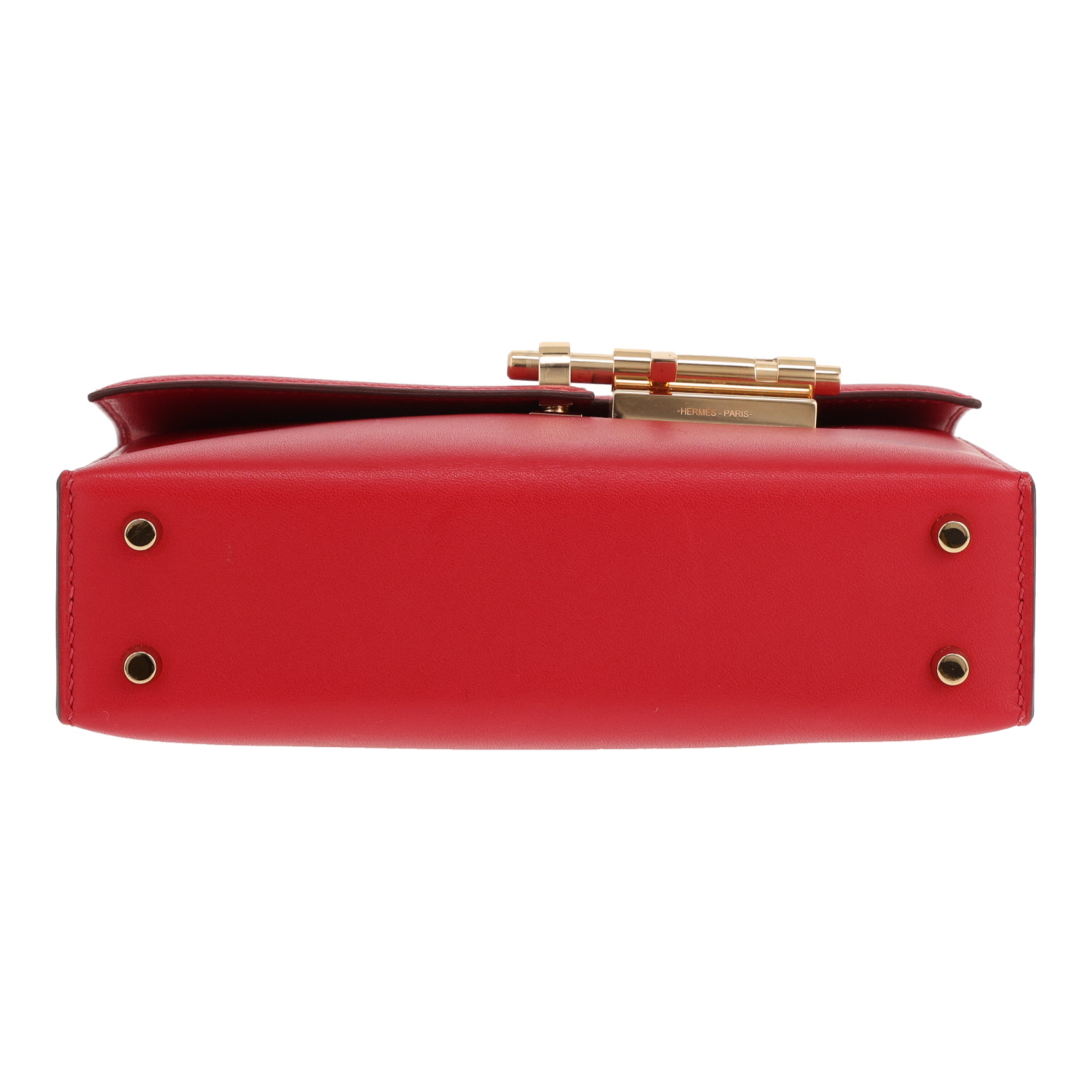 Hermès Verrou small handbag in red leather - Detail D1