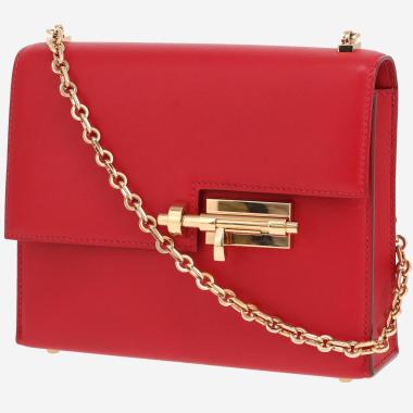 Sac à main Hermès  Verrou petit  en cuir rouge