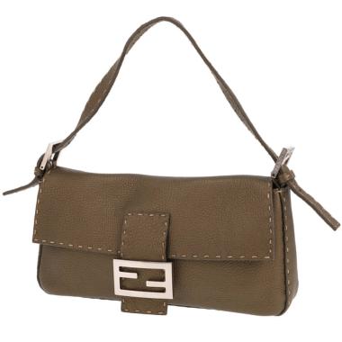 Bolso de mano Fendi «Baguette» de piel iridiscente verde caqui