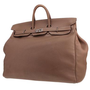 Bolso de viaje Hermès «Haut à Courroies» de piel Togo Étoupe color estopa