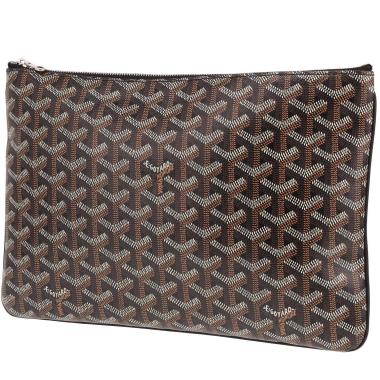 Pochette Goyard  Sénat en toile Goyardine noire marron et blanche