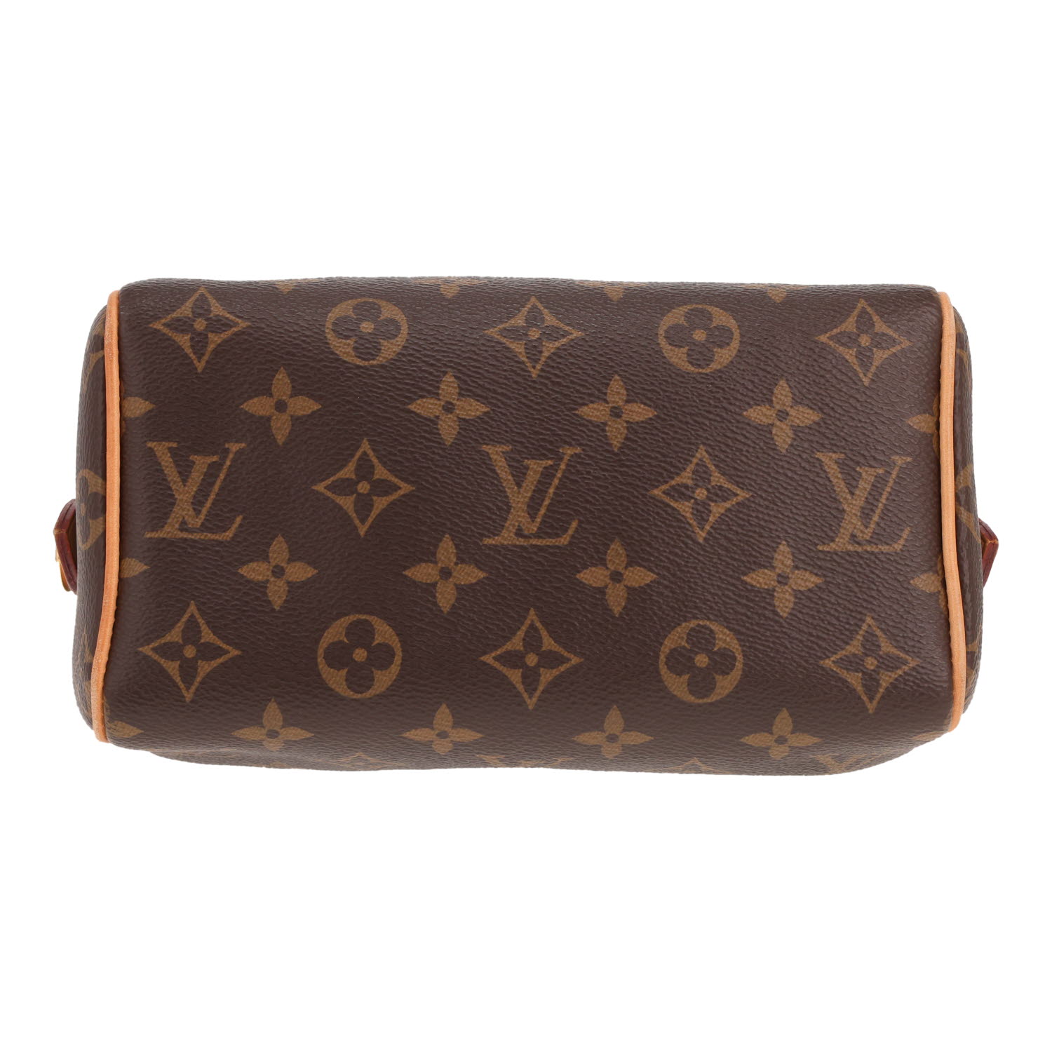 Borsa a tracolla Louis Vuitton Speedy 20 cm in tela Monogram marrone e pelle naturale - Detail D1