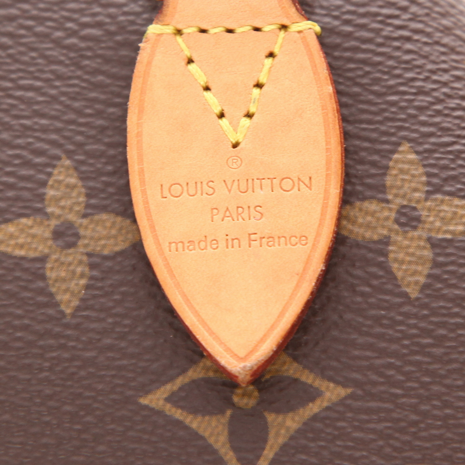 Borsa a tracolla Louis Vuitton Speedy 20 cm in tela Monogram marrone e pelle naturale - Detail D2