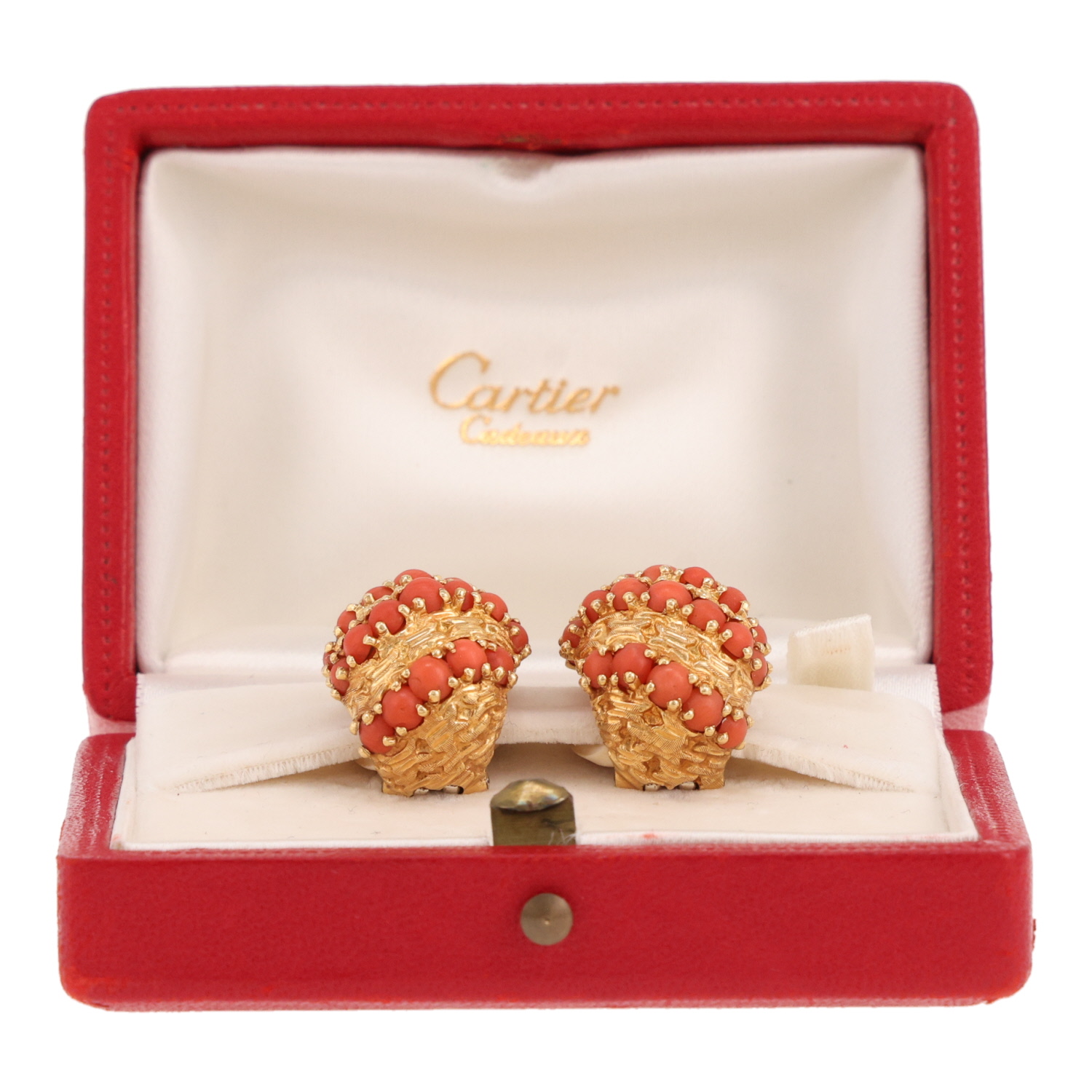 Coppia di orecchini Cartier degli anni '70 in oro giallo e Corail - Detail D2