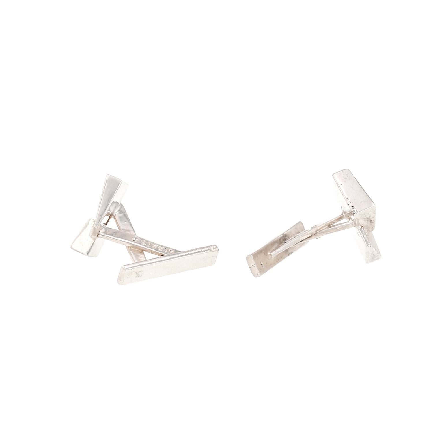 Paire de boutons de manchette rigide Hermès  en argent - Detail D4