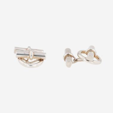 Paire de boutons de manchette années 1960 Hermès Glénan en argent