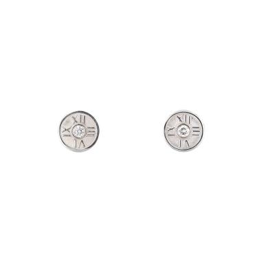 Par de pendientes Tiffany & Co. Atlas de oro blanco y diamantes