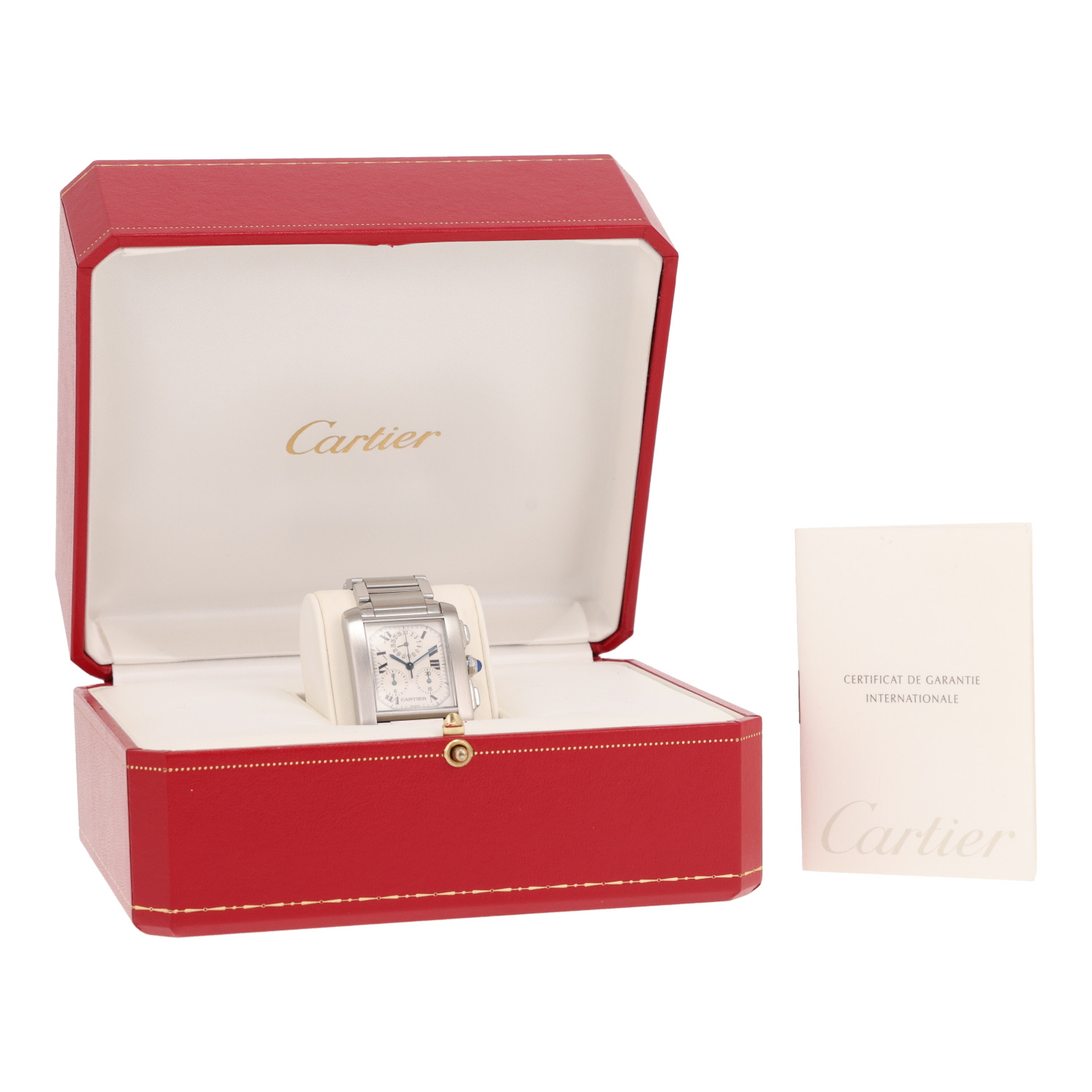 Cartier Tank Française Chrono large model watch in steel, Ref: Cartier - 2303, circa 1998