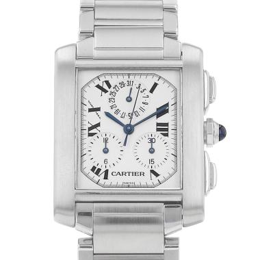 Cartier Tank Française Chrono large model watch in steel, Ref: Cartier - 2303, circa 1998