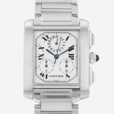 Cartier Tank Française Chrono large model watch in steel, Ref: Cartier - 2303, circa 1998