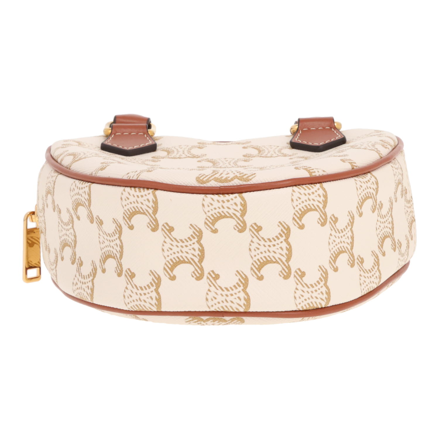 Celine shoulder bag  Heart design in Blanc Triomphe canvas and brown leather - Detail D1