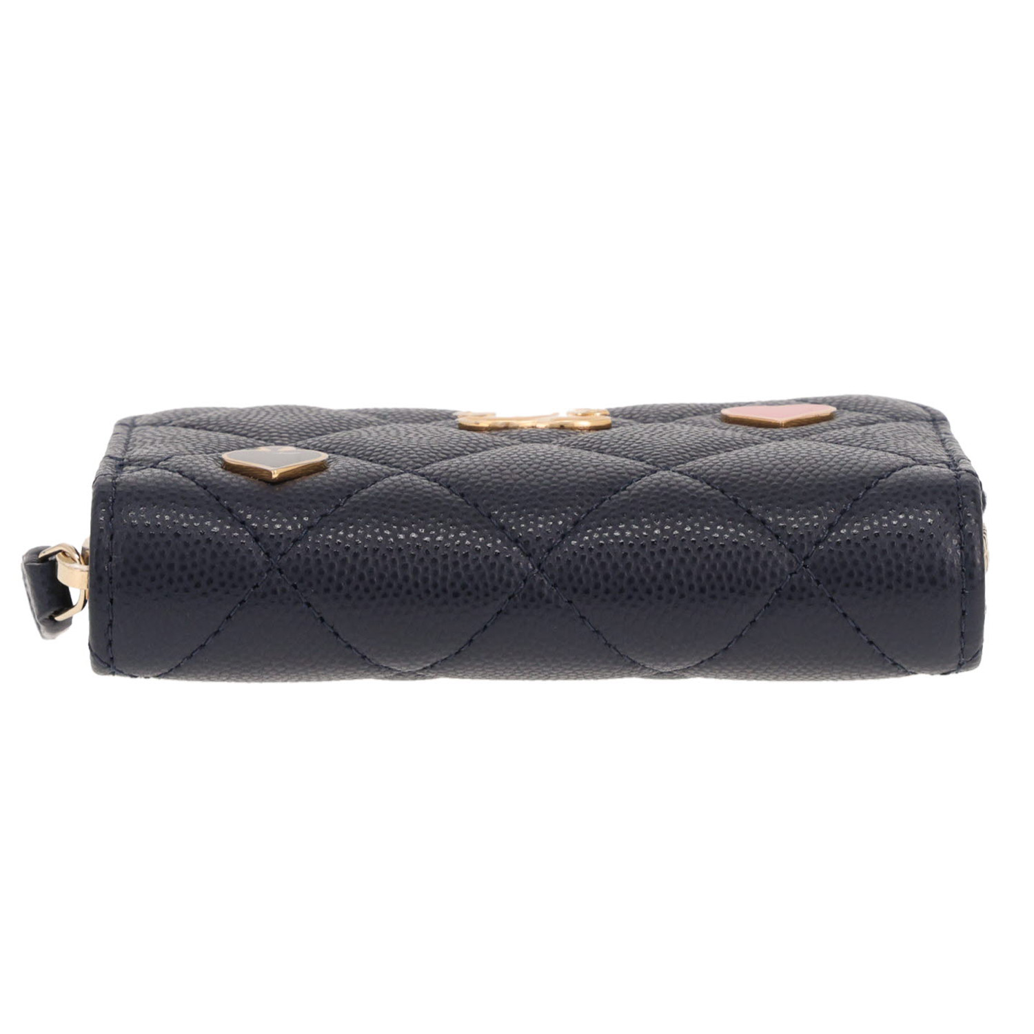 Porte-monnaie Chanel   en cuir grainé matelassé bleu-marine - Detail D1