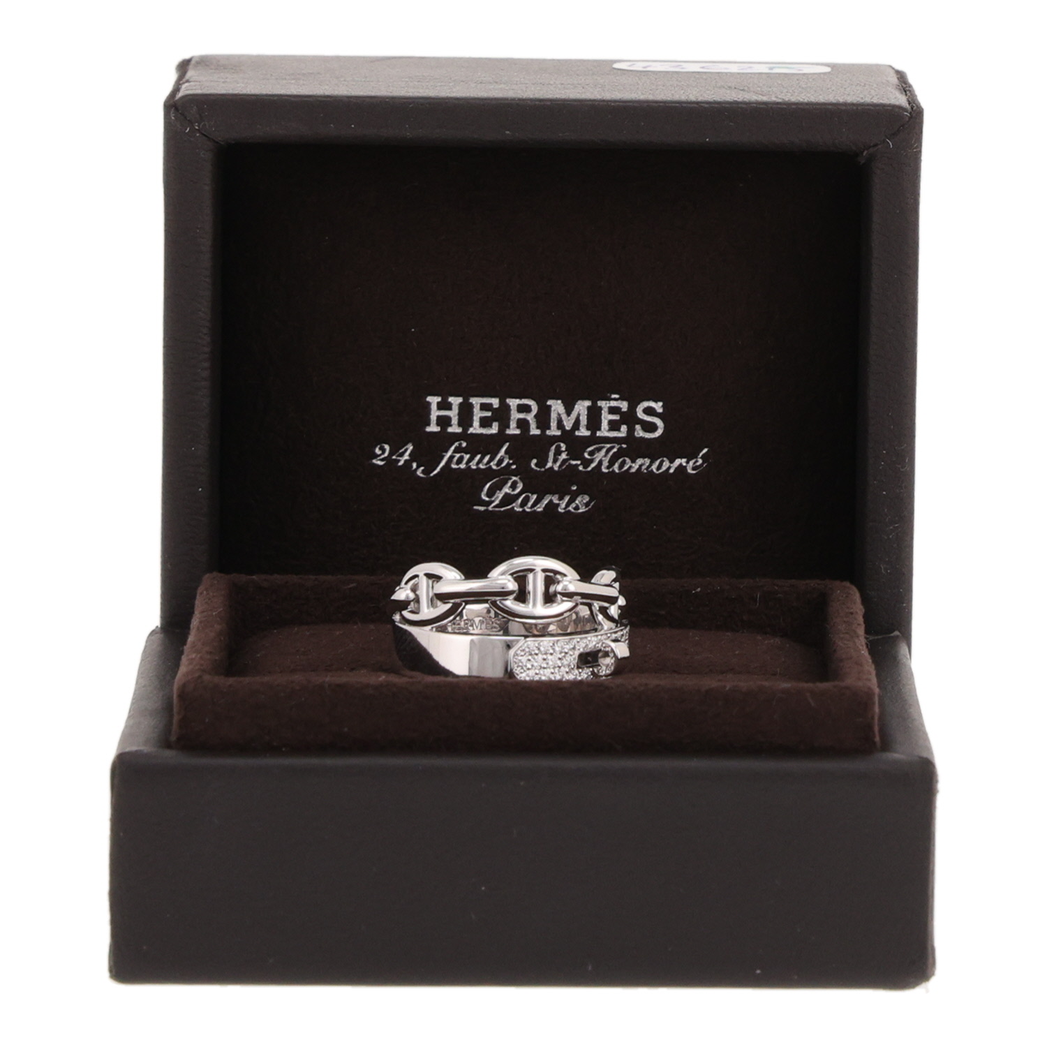 Bague Hermès Kelly moyen modèle en or blanc et diamants - Detail D2