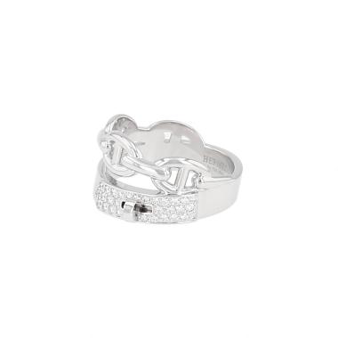 Medium-sized Hermès Kelly ring in white gold and diamonds