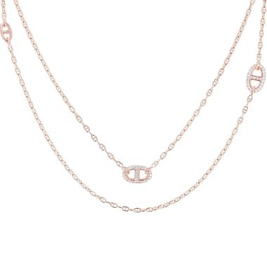 Hermès Farandole long necklace in rose gold and diamonds