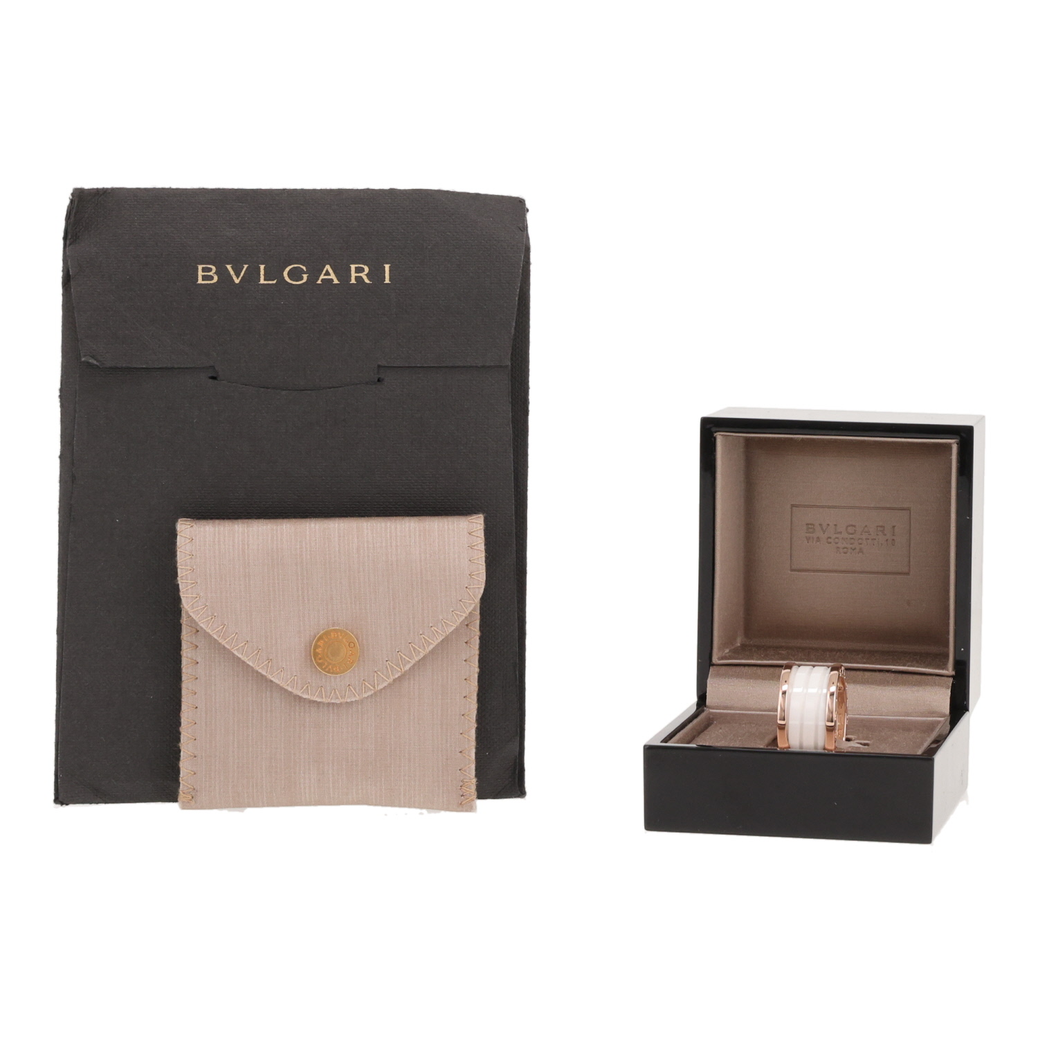 Bague Bulgari B.Zero1 en or rose et céramique blanc - Detail D2