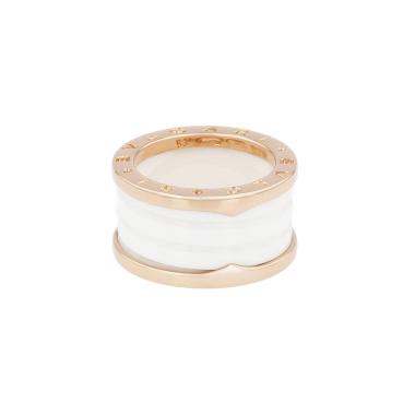 Anello Bulgari B.Zero1 in oro rosa e ceramica bianca