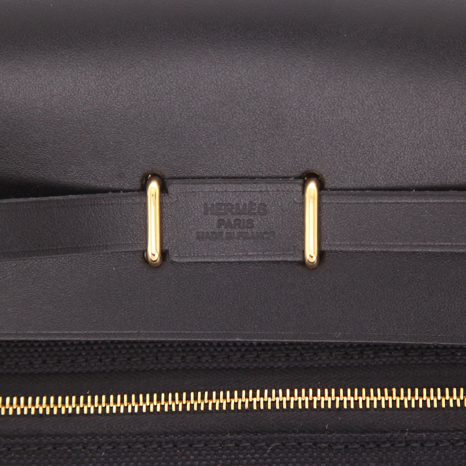 Hermès Mini Herbag shoulder bag in black canvas and black leather - Detail D2