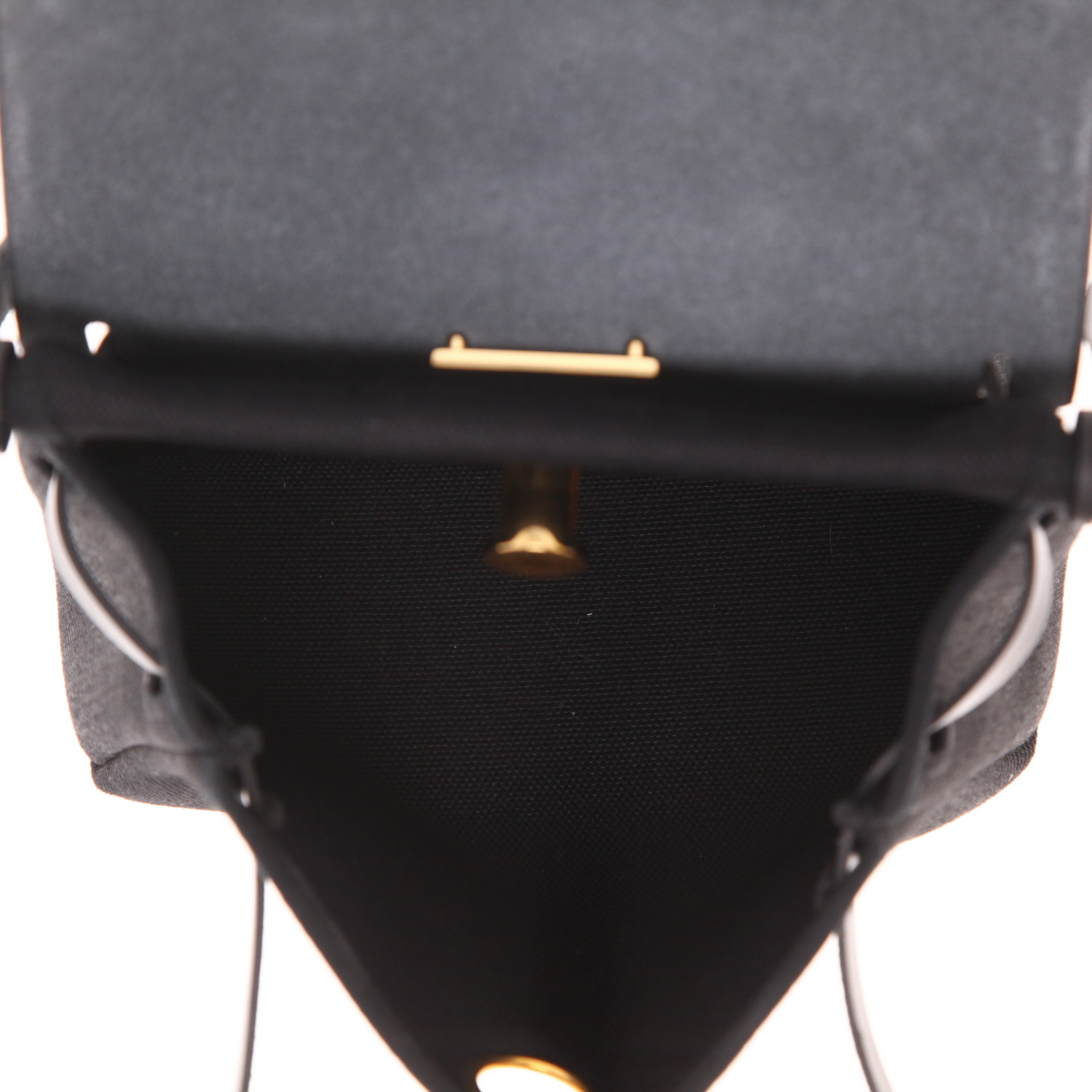 Bolso bandolera Hermès «Mini Herbag» de lona negra y piel negra - Detail D3