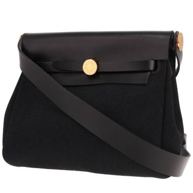 Borsa a tracolla Hermès  Mini Herbag in tela nera e pelle nera