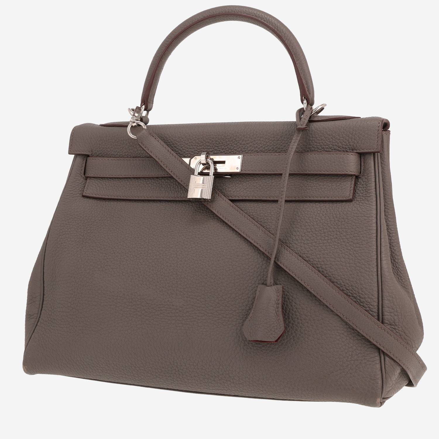 Hermès Kelly 32 cm handbag in grey Togo leather