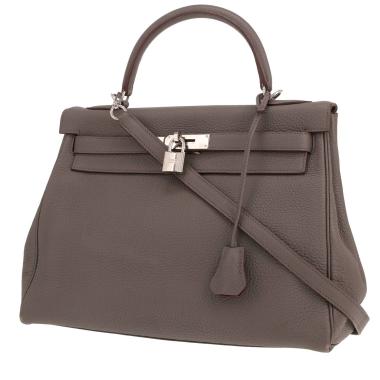 Borsa Hermès Kelly 32 cm in pelle Togo grigia