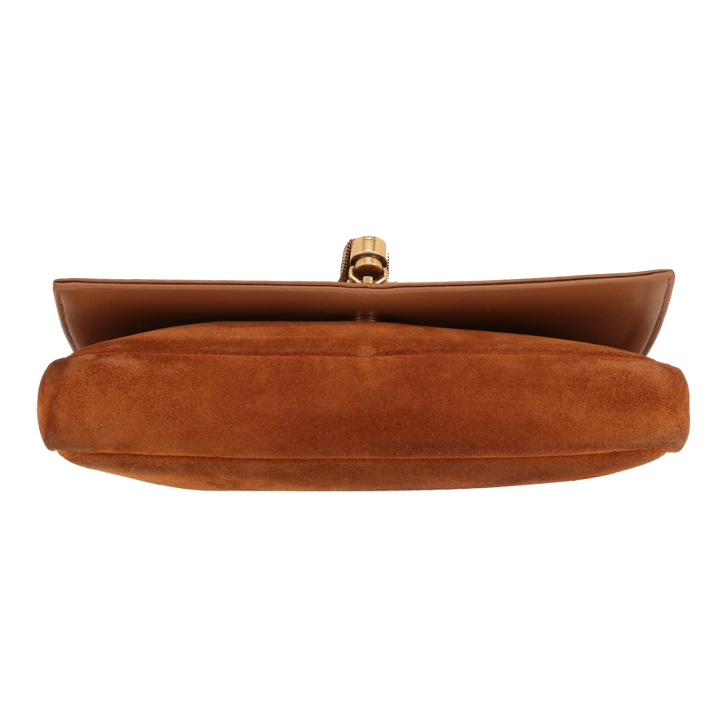 Sac bandoulière Saint Laurent  Kate Pompon en Veau velours marron - Detail D1