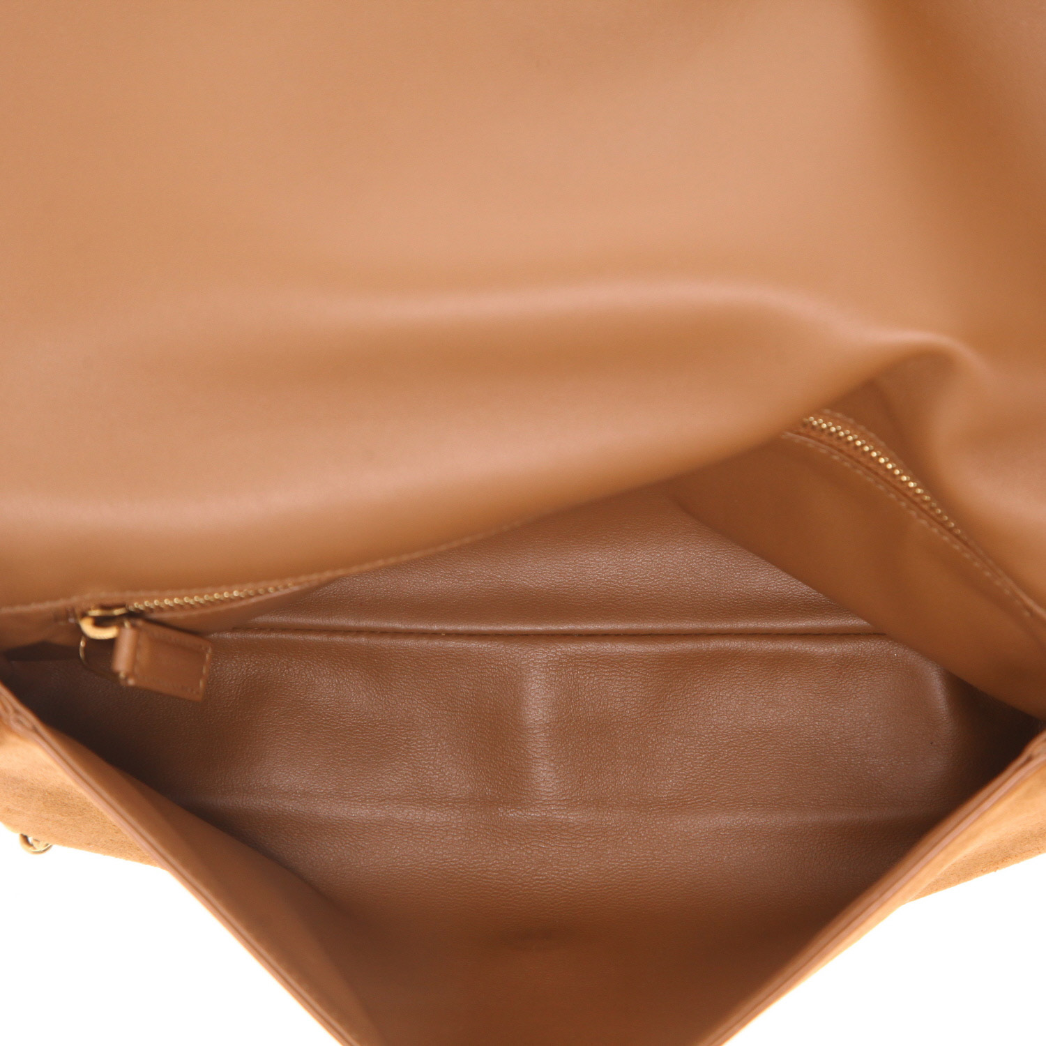 Saint Laurent Kate Pompon shoulder bag in brown suede calfskin - Detail D3