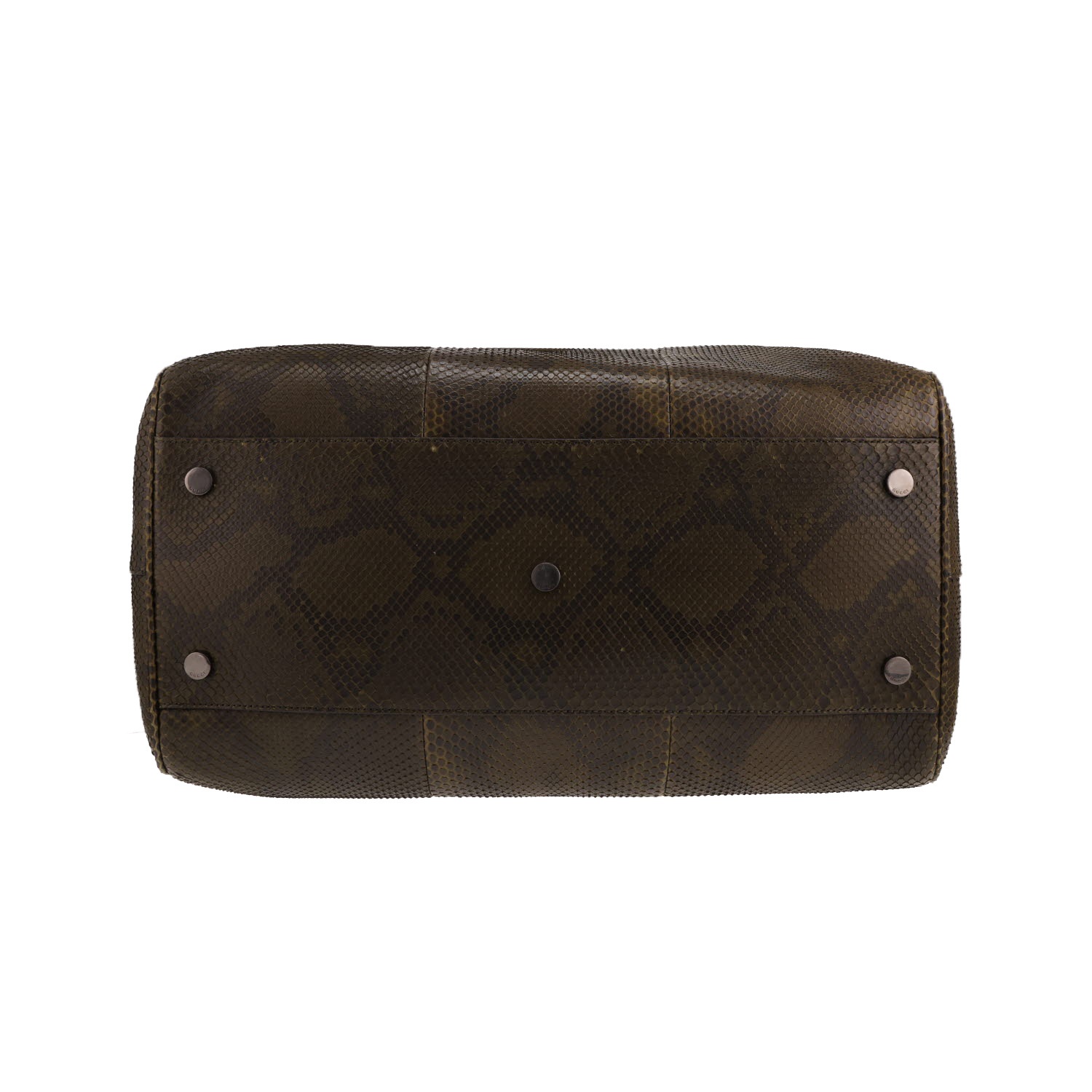 Bolso de fin de semana Gucci Duffle de piel de pitón verde caqui - Detail D1