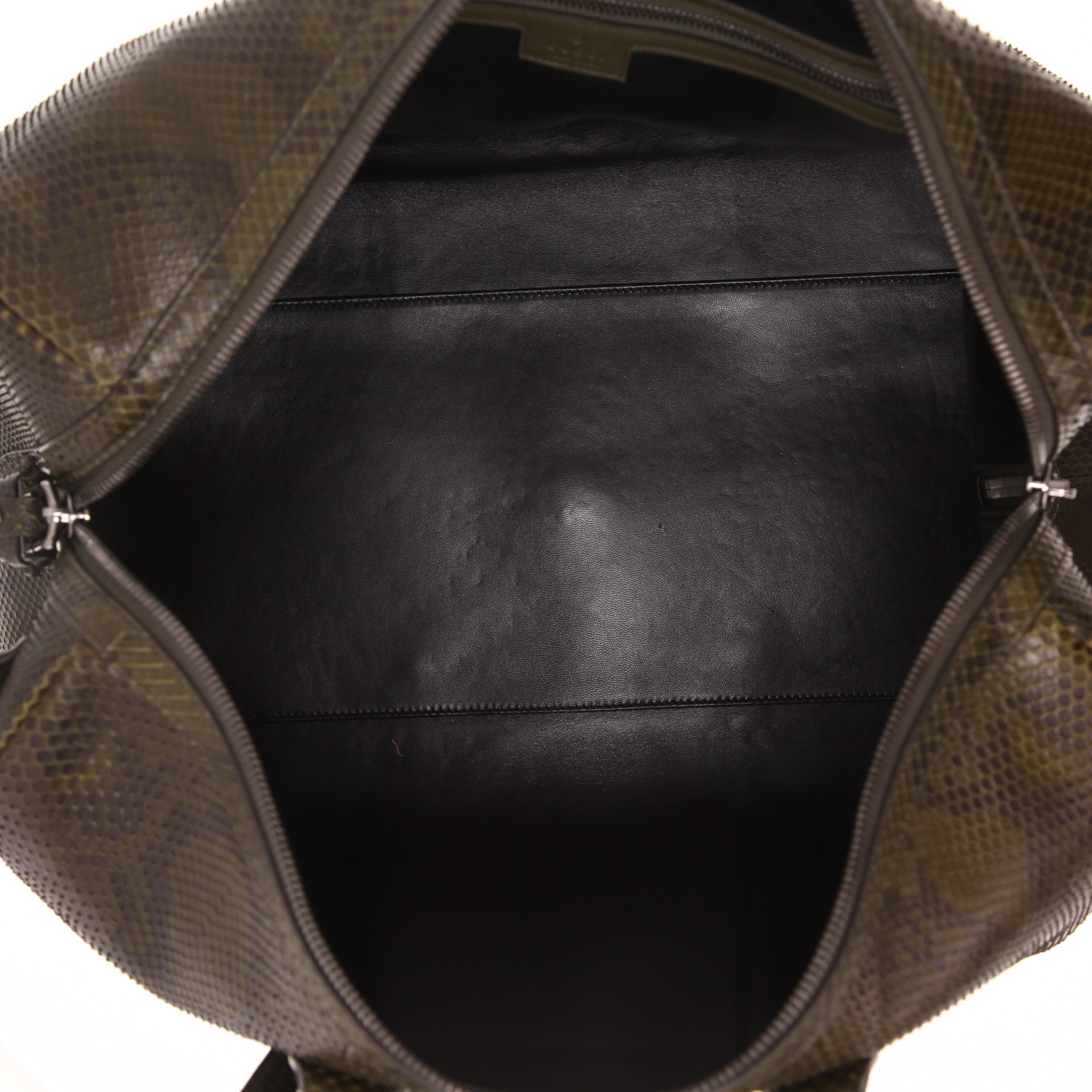 Sac de week end Gucci  Duffle en python vert-kaki - Detail D3