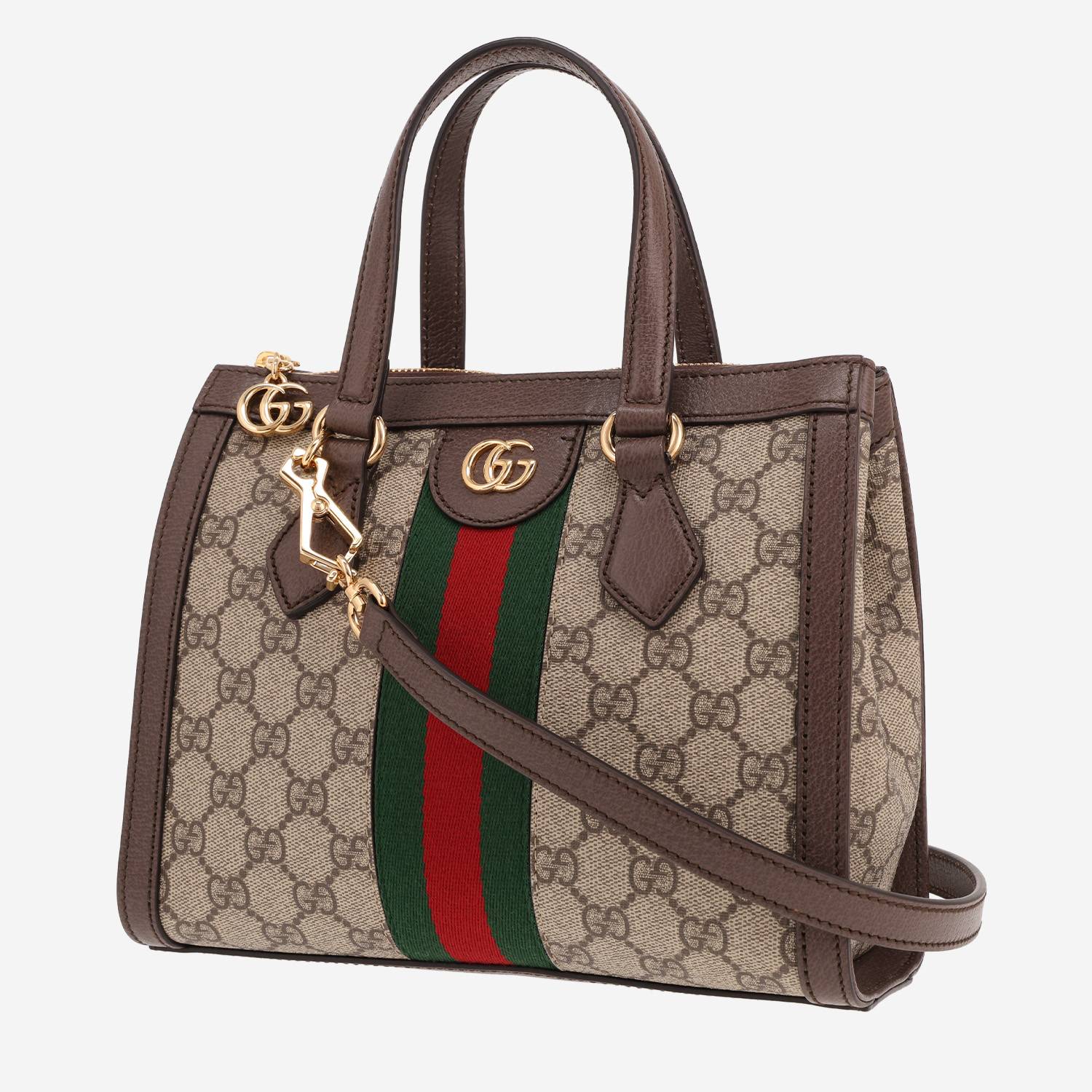 Gucci Ophidia handbag in beige GG Supreme canvas and brown leather