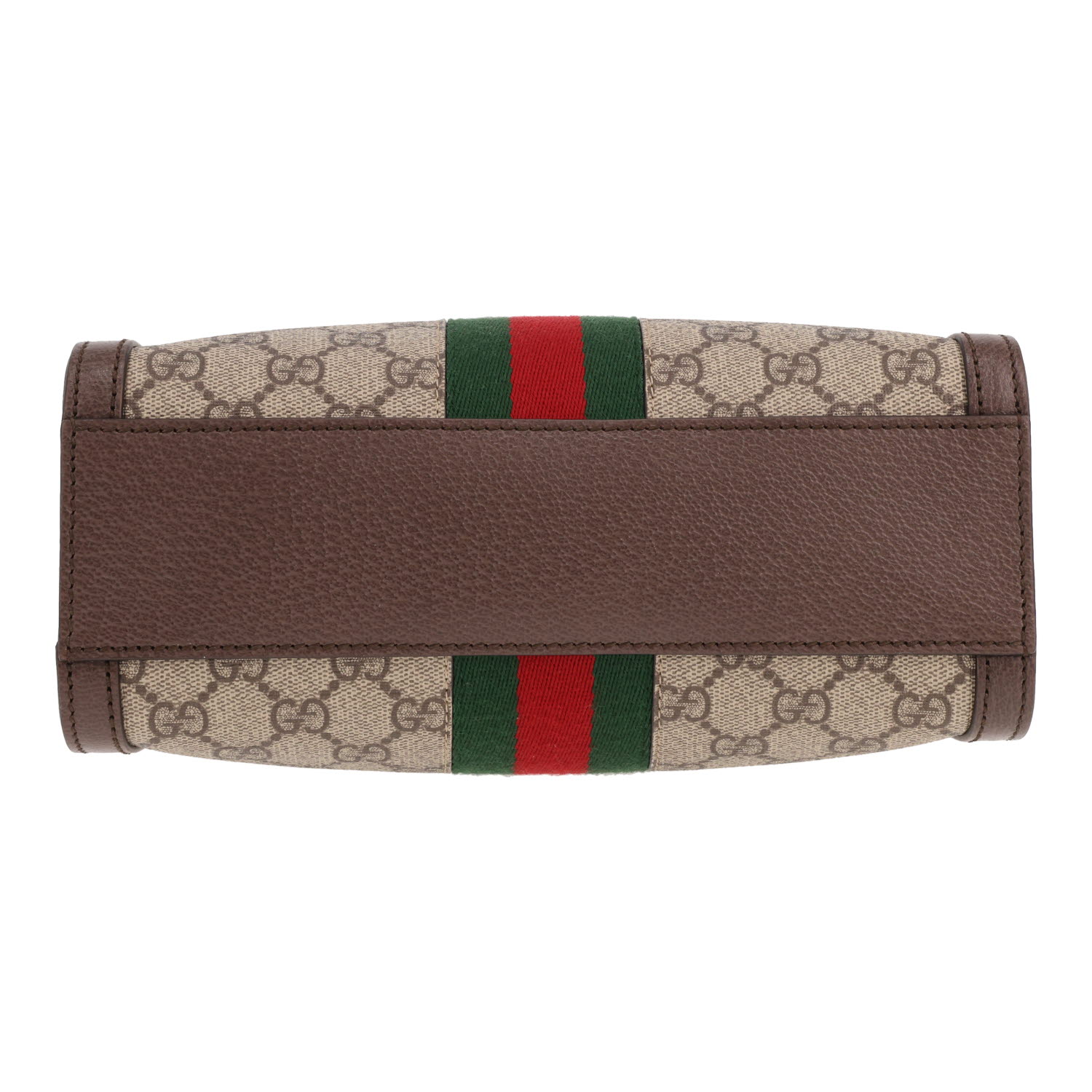 Gucci Ophidia handbag in beige GG Supreme canvas and brown leather - Detail D1