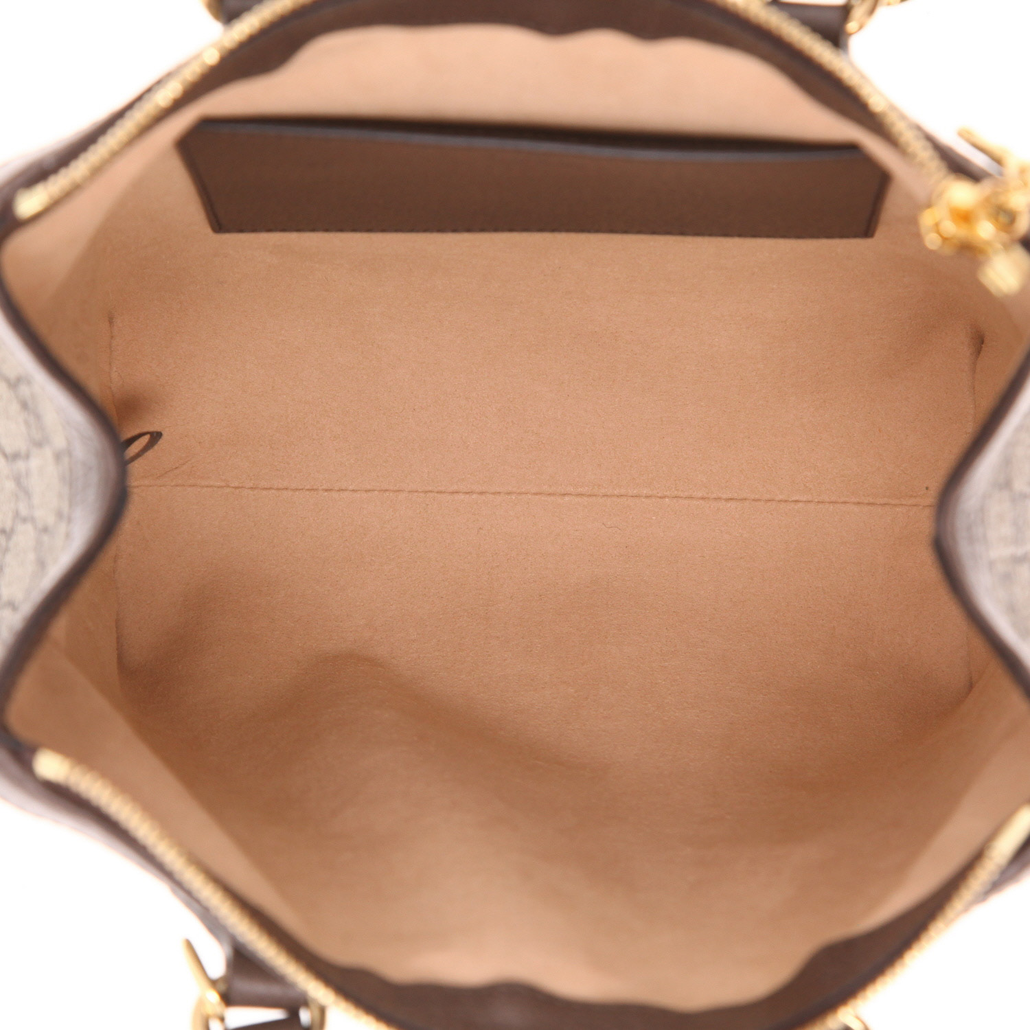 Borsa Gucci Ophidia in tela Supreme GG beige e pelle marrone - Detail D3