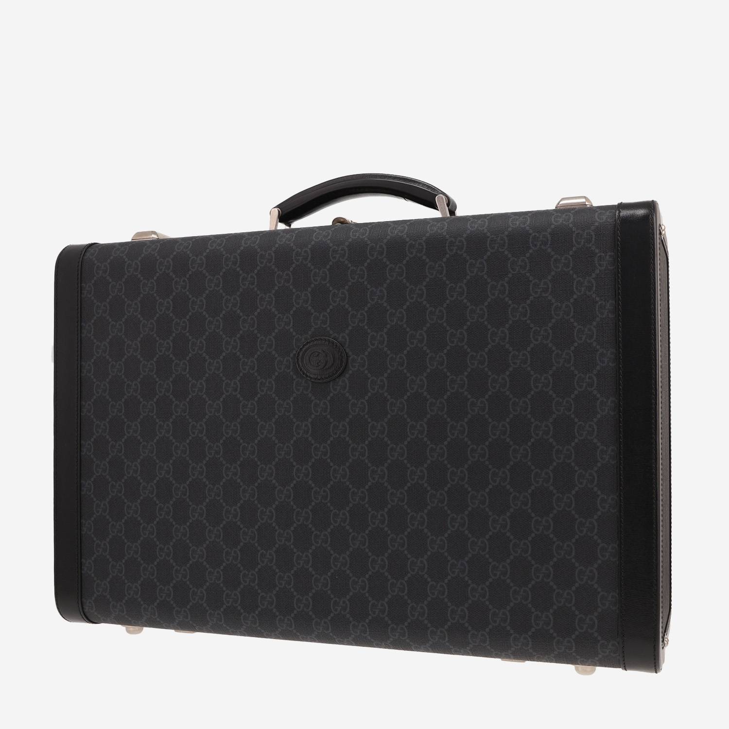 Gucci suitcase in grey GG Supreme canvas and black leather