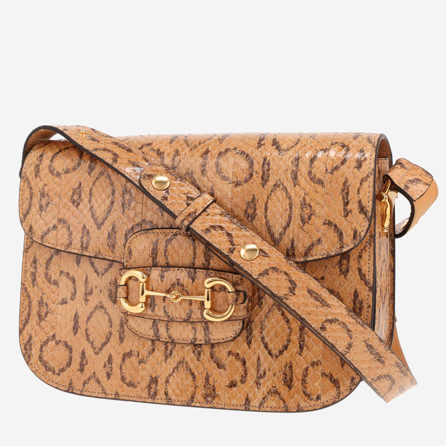 Gucci 1955 Horsebit handbag in camel-brown python