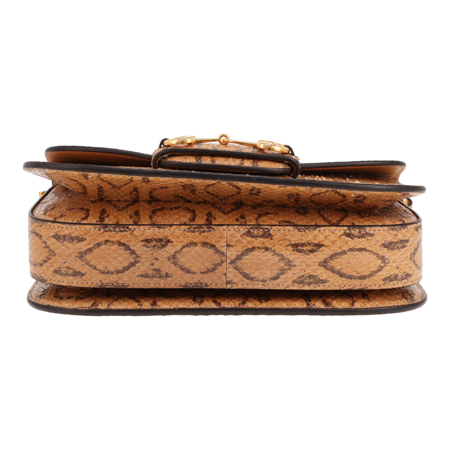Gucci 1955 Horsebit handbag in camel-brown python - Detail D1