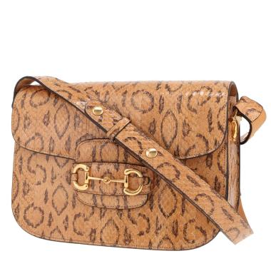 Bolso Gucci 1955 Horsebit de piel de pitón marrón camel