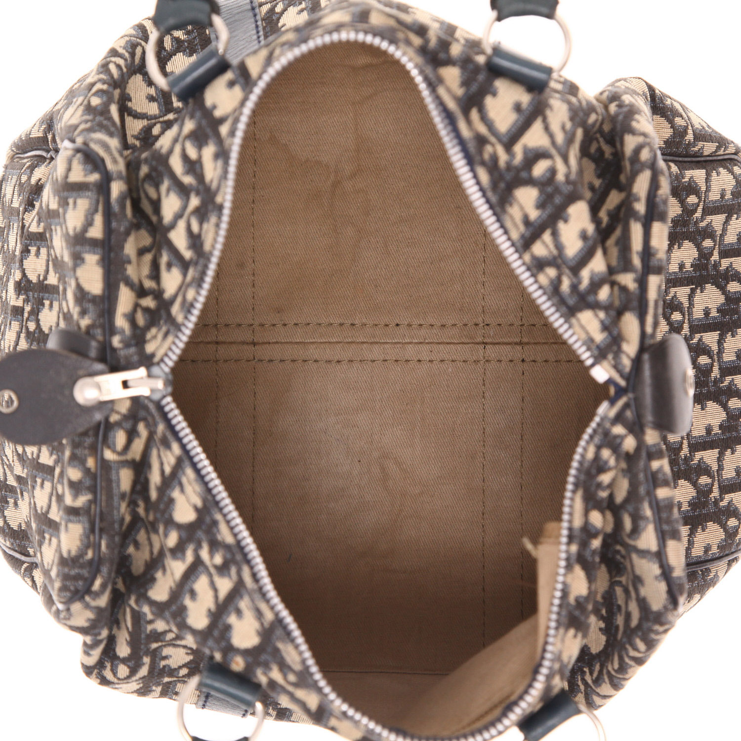 Dior Boston handbag in Bleu Marine Oblique monogram canvas and Bleu Marine leather - Detail D3