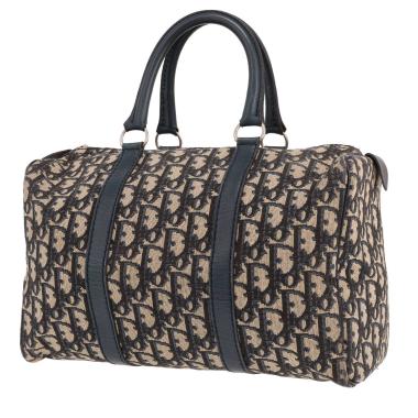 Borsa Dior Boston in tela Monogram Oblique Bleu Marine e pelle Bleu Marine