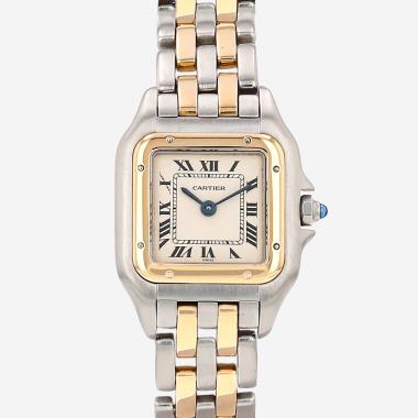 Montre Cartier Panthère petit modèle  en or et acier Ref: Cartier - 66921  Vers 1990