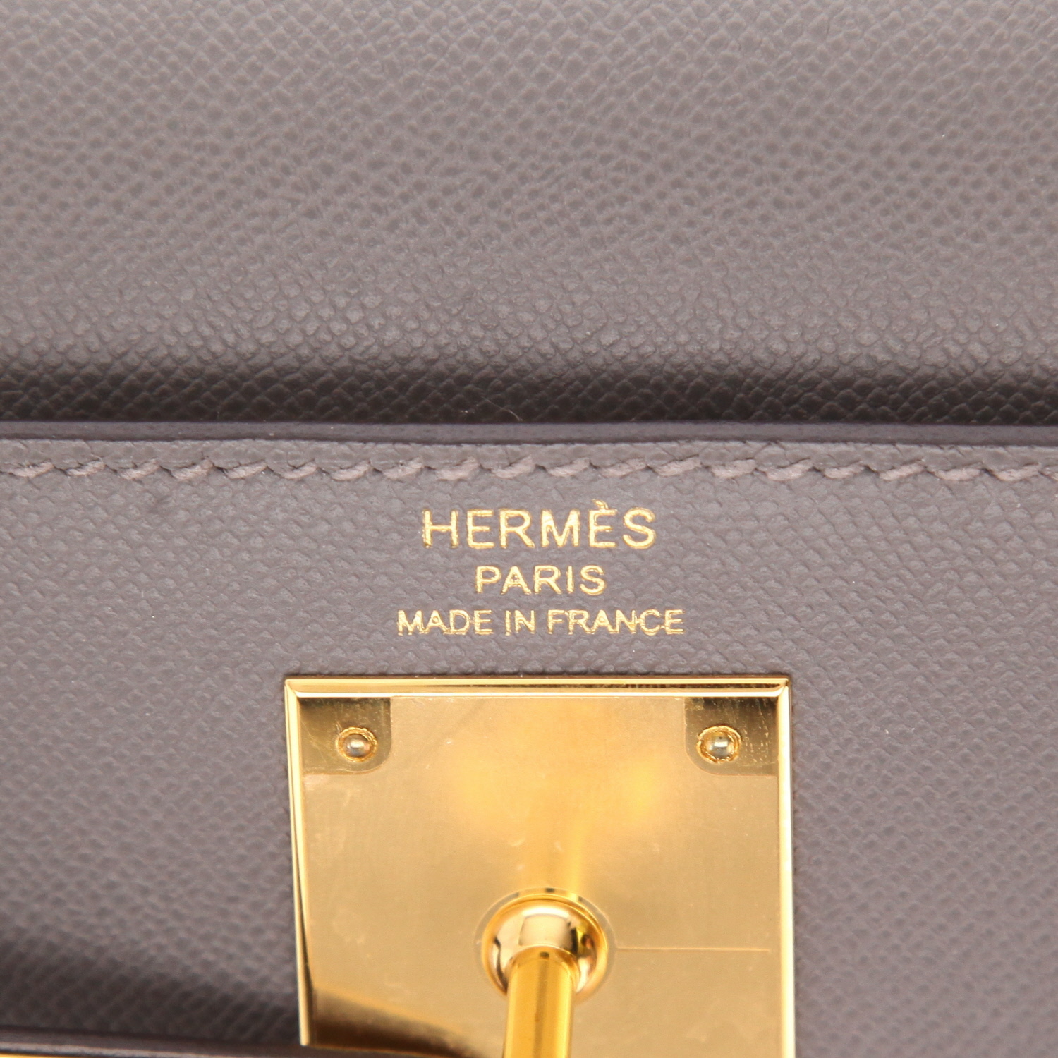 Borsa Hermès Kelly da 28 cm in pelle di vitello Madame Gris Meyer - Detail D2