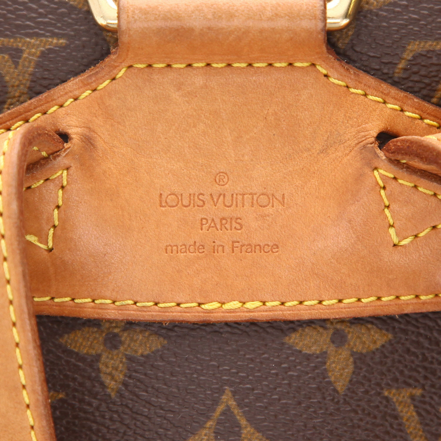 Zaino Louis Vuitton Montsouris Backpack in tela Monogram marrone e pelle naturale - Detail D2