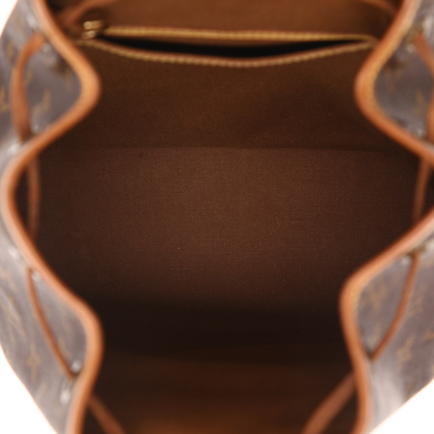Mochila Louis Vuitton «Montsouris Backpack» de lona Monogram marrón y piel natural - Detail D3