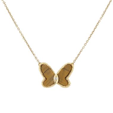 Van Cleef & Arpels necklace in yellow gold, tiger’s eye and diamond